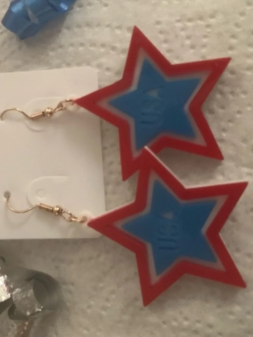 4th of July Star Dangle Earrings Fun Festive Patriotic Holiday NEW
